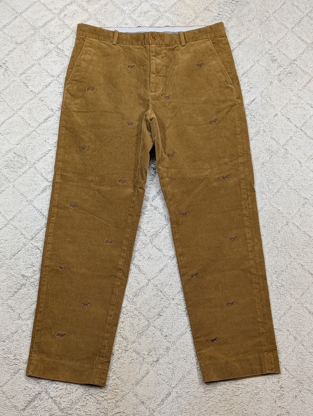 Brooks Brothers Pants Mens 35x30 Brown Clark Straight Corduroy Horse Embroidery